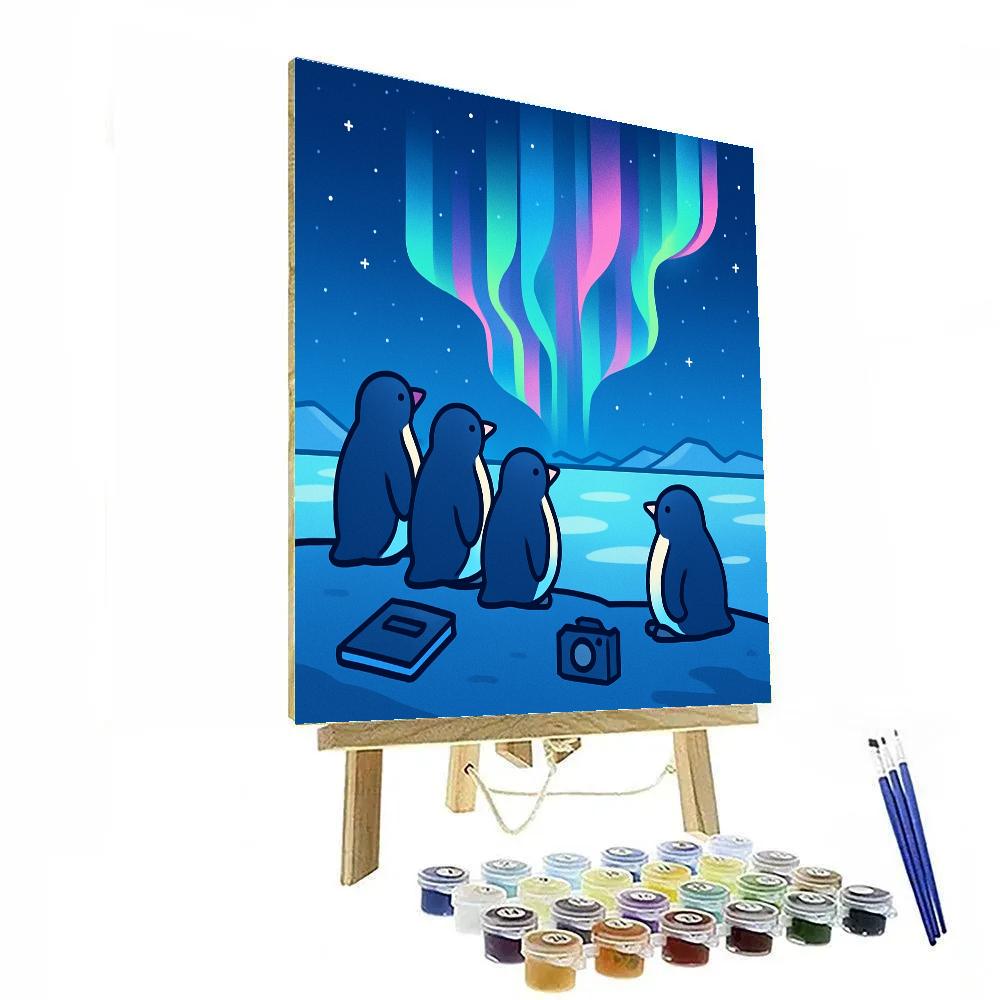 Polar Light Penguins paint by numbers
