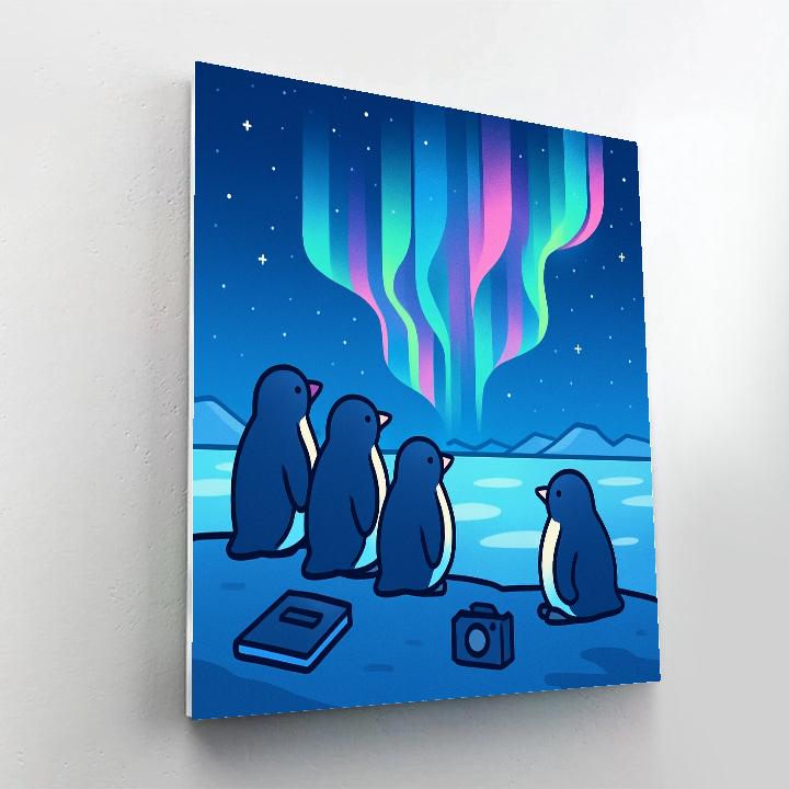 Polar Light Penguins paint by numbers