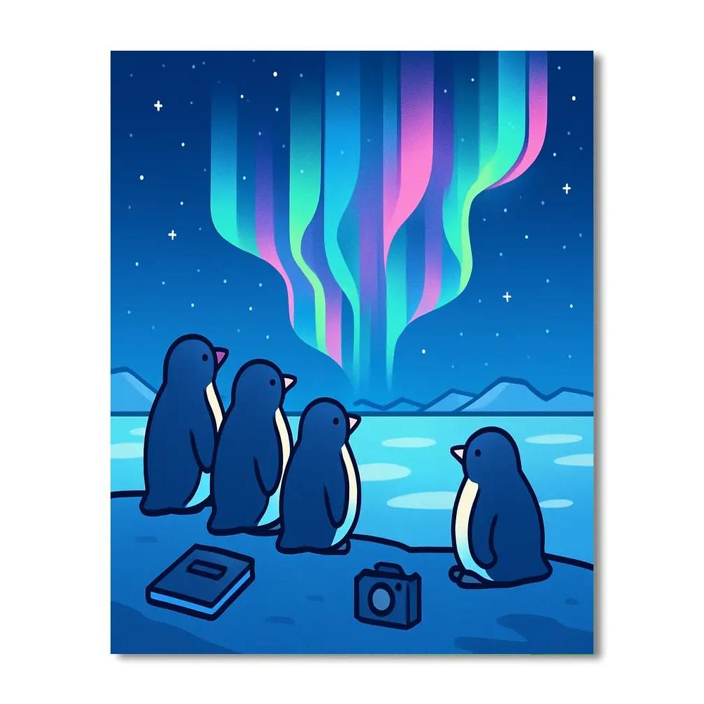 Polar Light Penguins paint by numbers