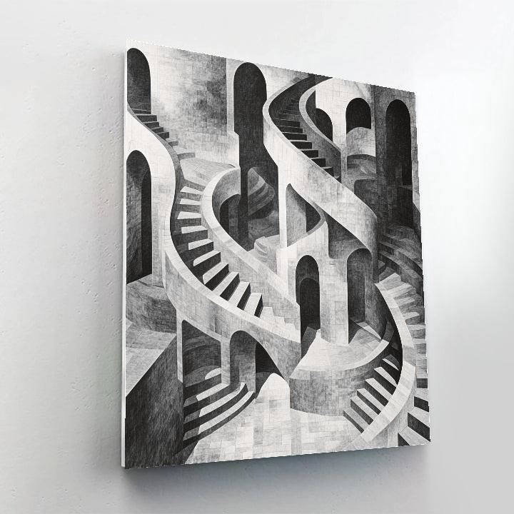 Escher Inspired Impossible Bridge paint by number