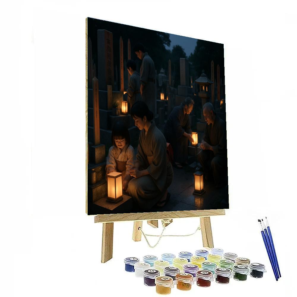Obon Lantern Graveyard Visit Japan painting number kit