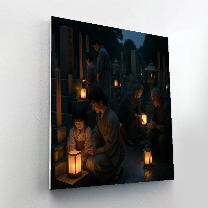 Obon Lantern Graveyard Visit Japan painting number kit