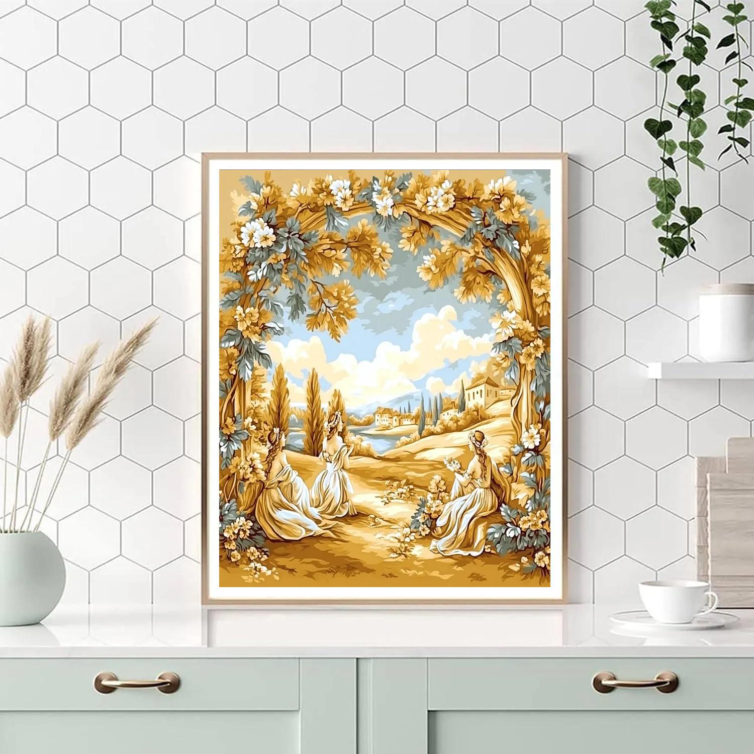 Botticelli Inspired Mythic Garden paint by number