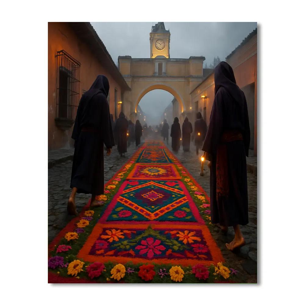 Semana Santa Antigua Guatemala Alfombras paint by numbers