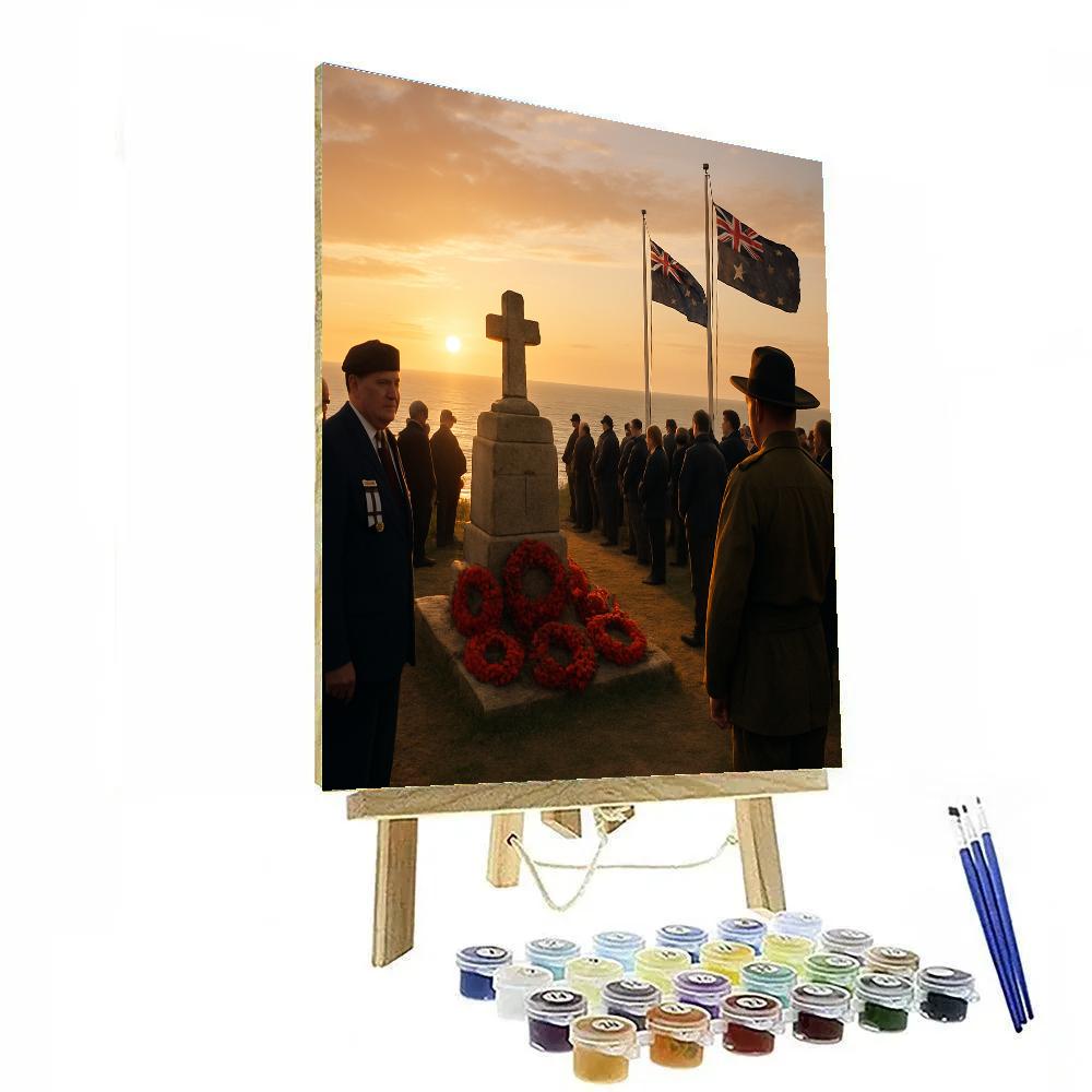 Anzac Dawn Service Coastal Bluff paint by number