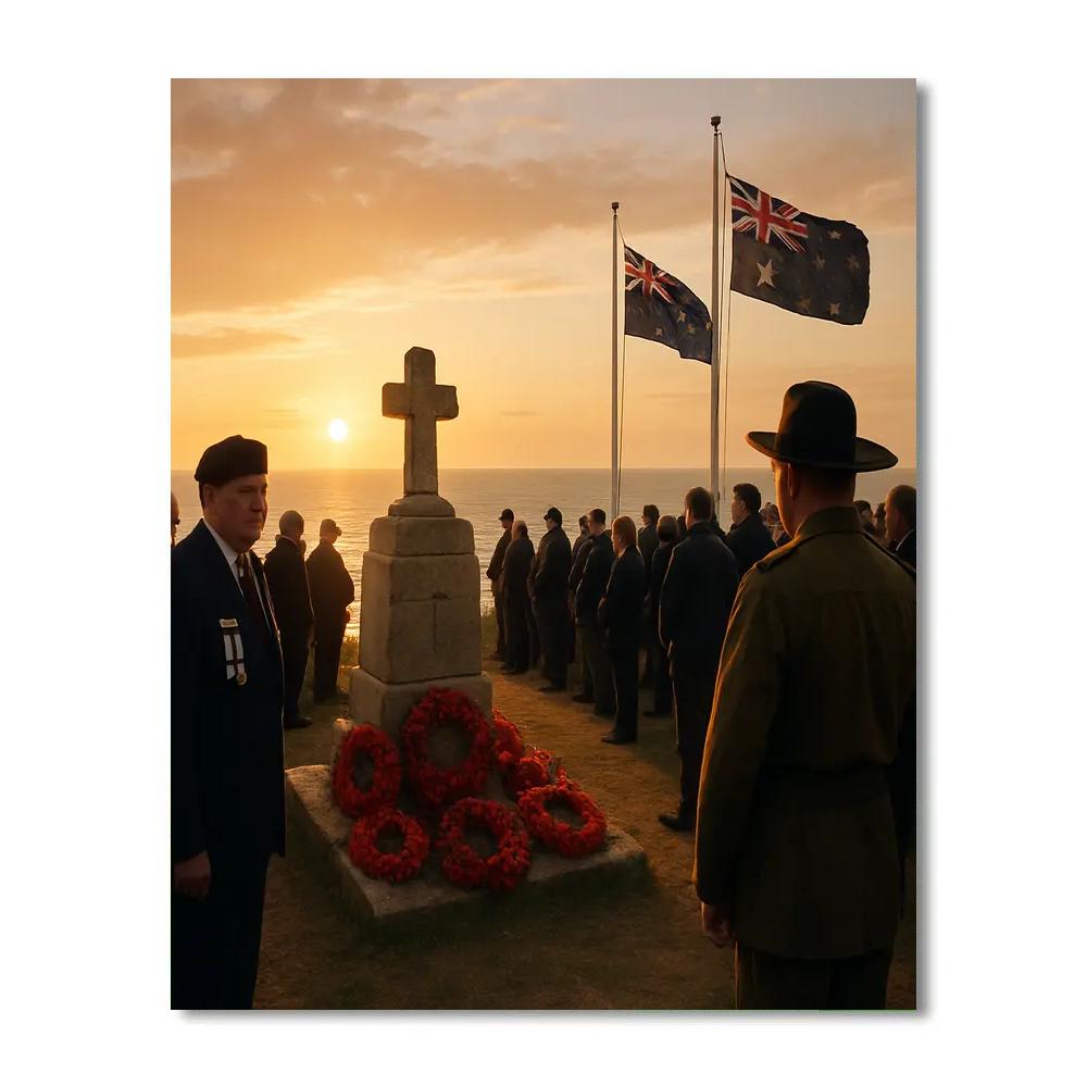 Anzac Dawn Service Coastal Bluff paint by number
