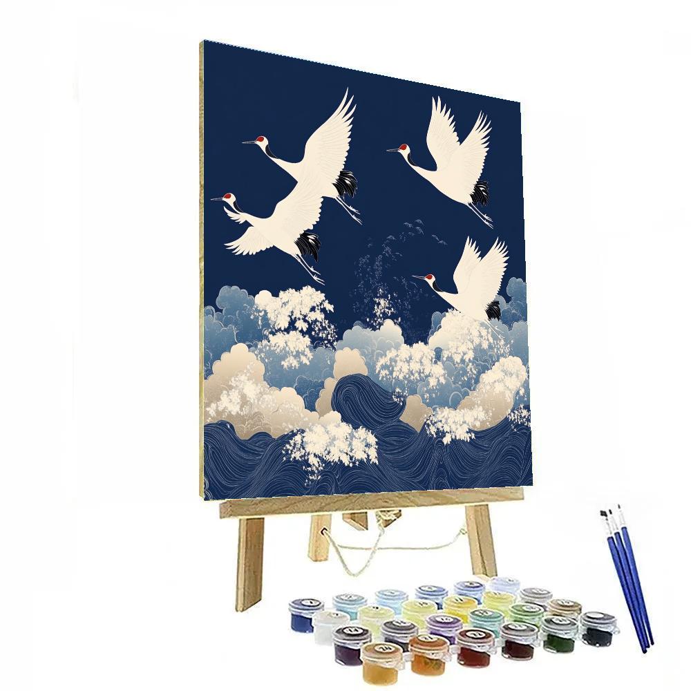 Hokusai Inspired Crane Migration Paint by numbers kits