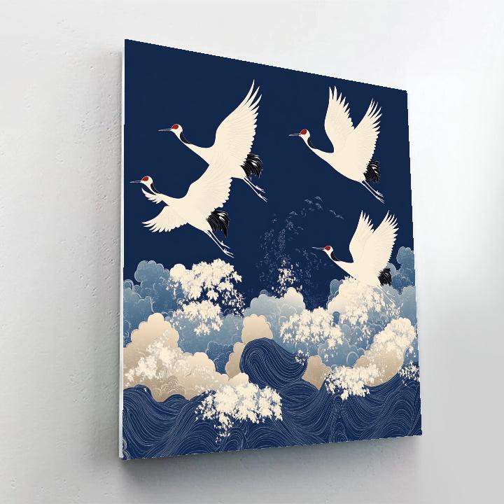 Hokusai Inspired Crane Migration Paint by numbers kits