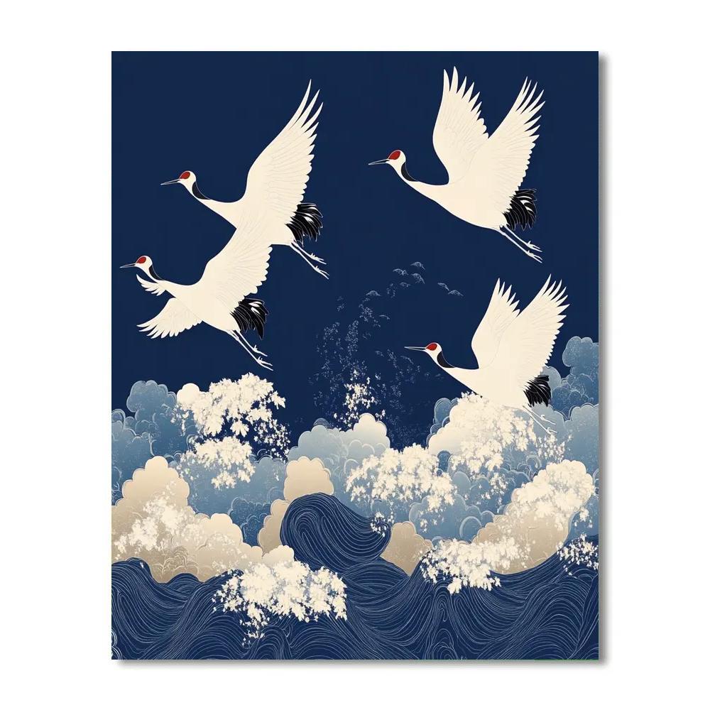 Hokusai Inspired Crane Migration Paint by numbers kits