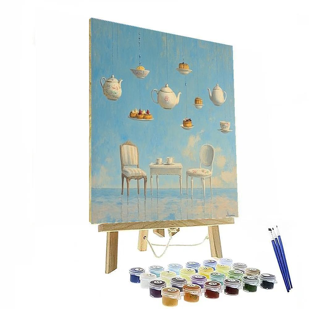 Magritte Inspired Floating Tea Party Painting by numbers kit