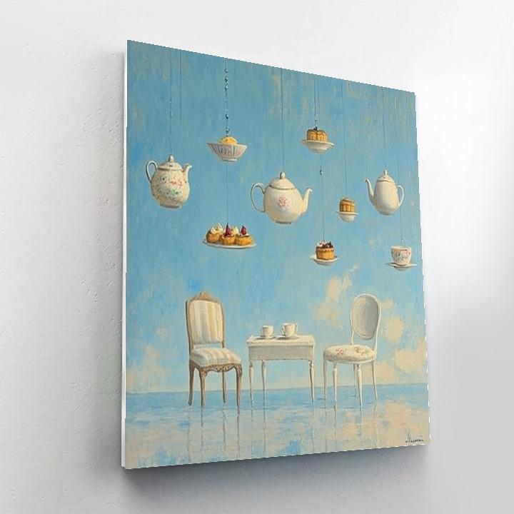 Magritte Inspired Floating Tea Party Painting by numbers kit
