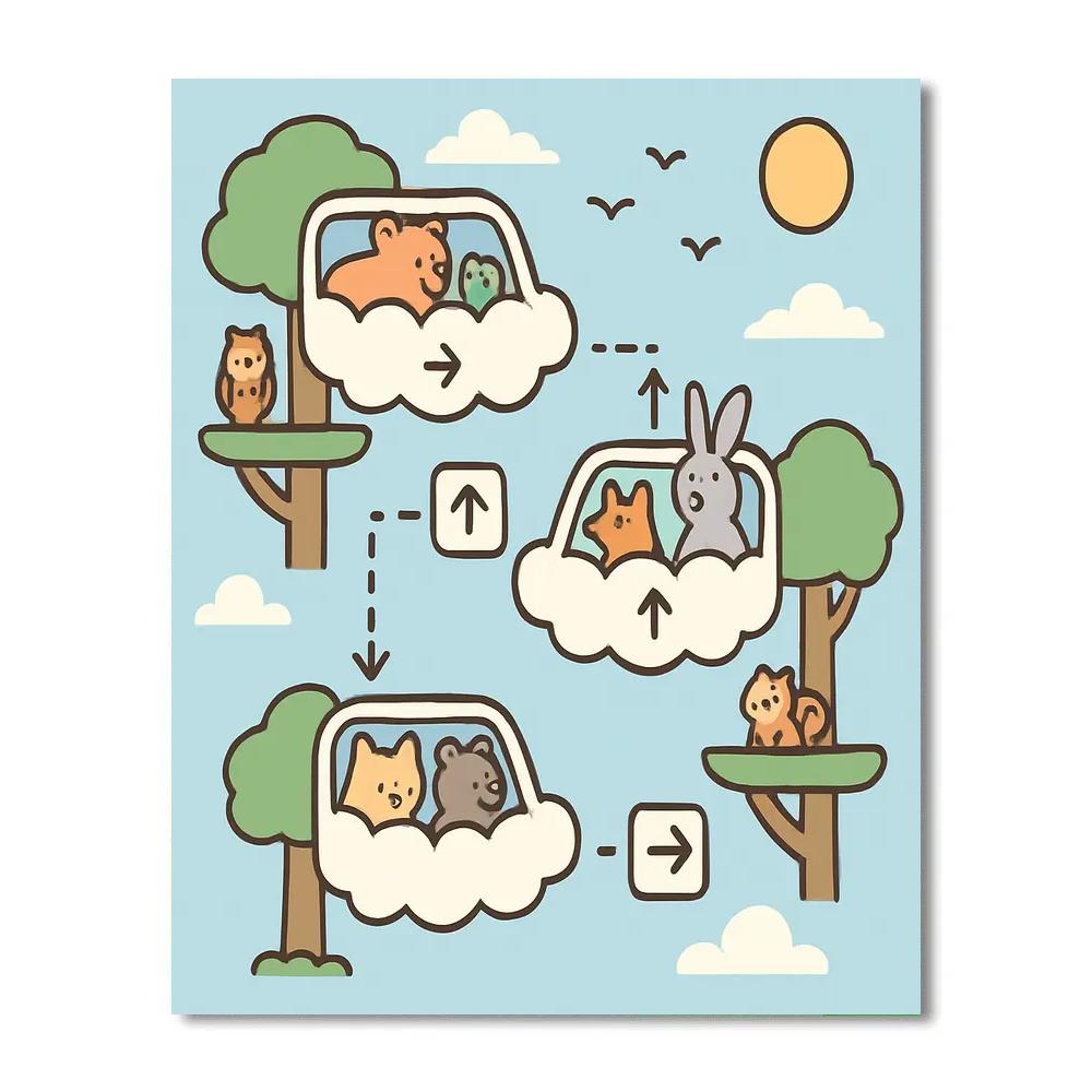 Cloud City Commuters Number painting