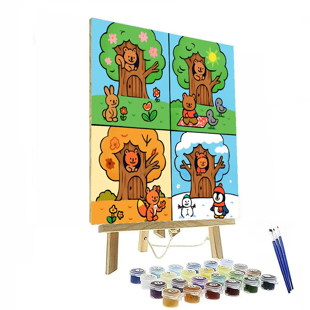 Seasons Treehouse Painting by numbers kit