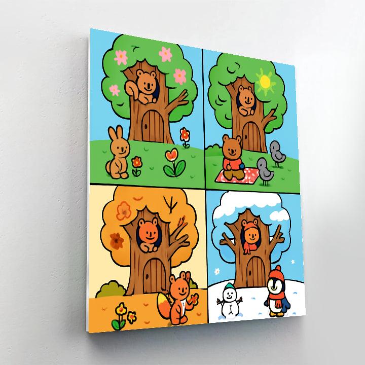 Seasons Treehouse Painting by numbers kit