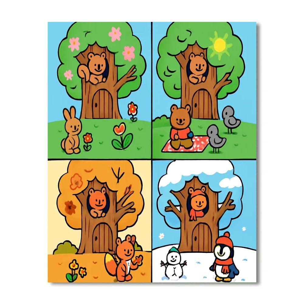 Seasons Treehouse Painting by numbers kit