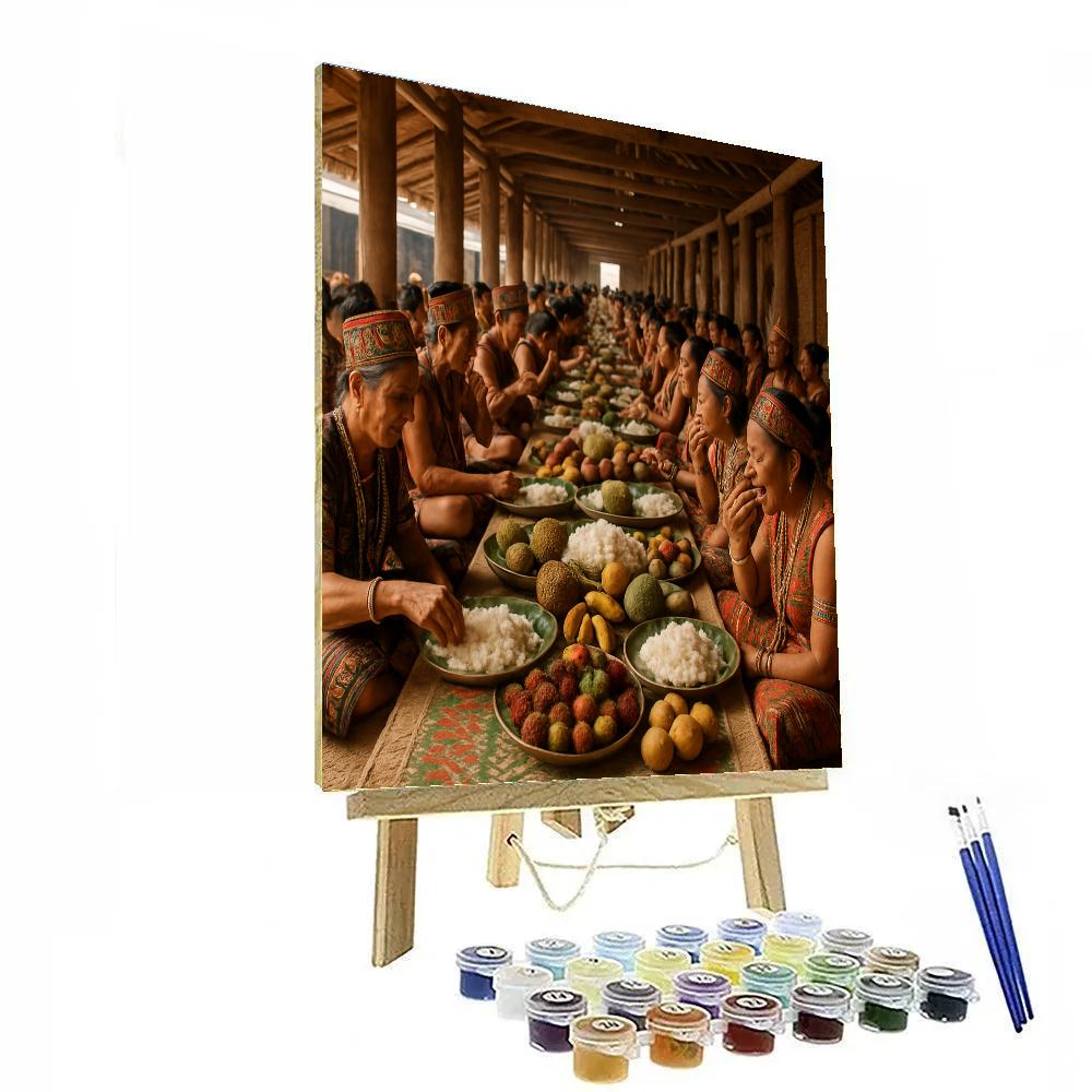 Gawai Festival Longhouse Feast Borneo painting number kit
