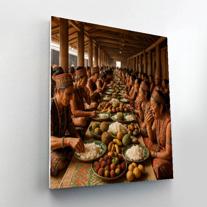 Gawai Festival Longhouse Feast Borneo painting number kit