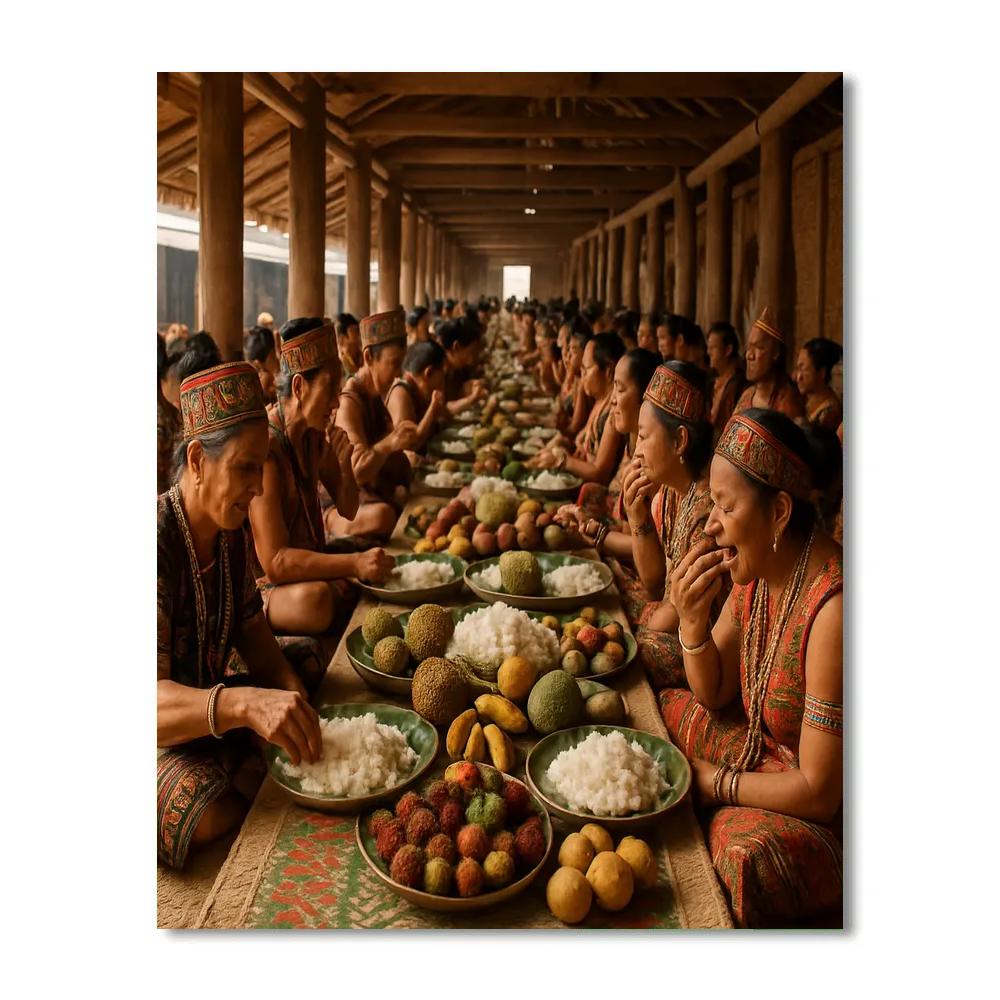 Gawai Festival Longhouse Feast Borneo painting number kit