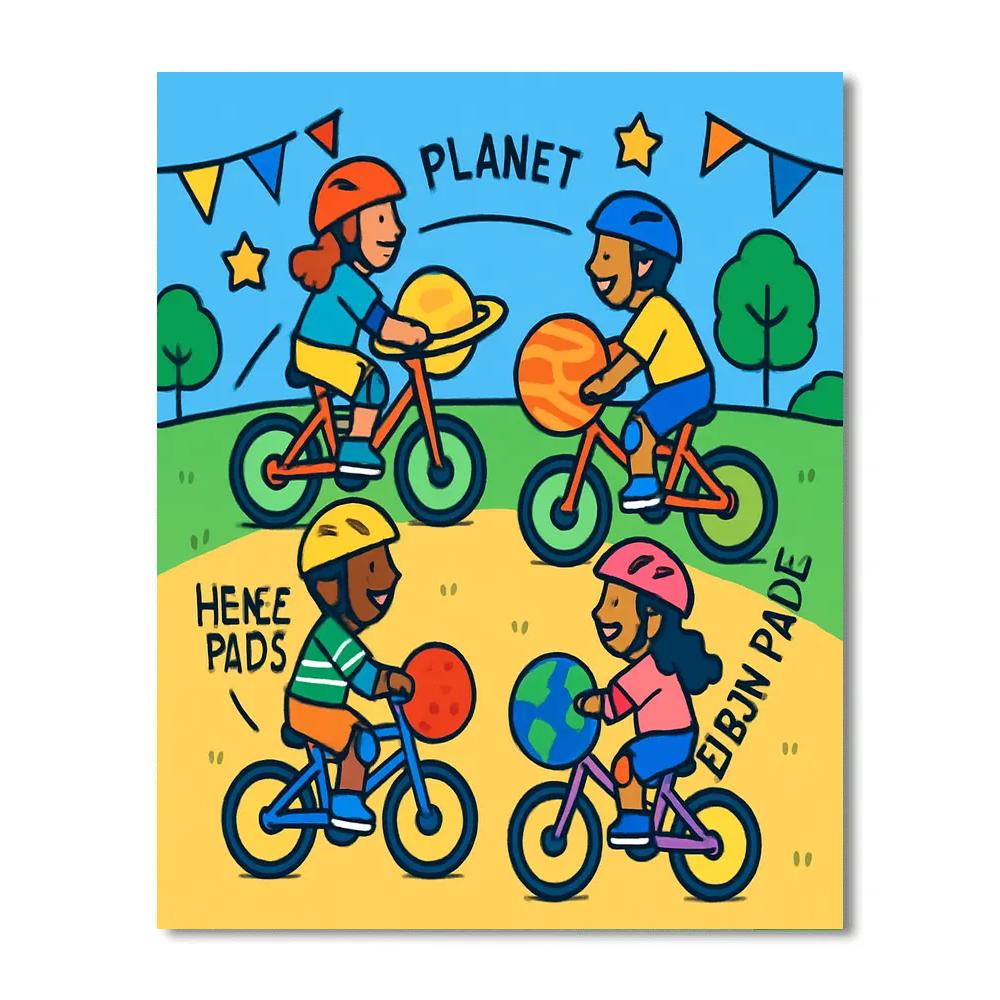 Orbiting Bike Parade paint by numbers