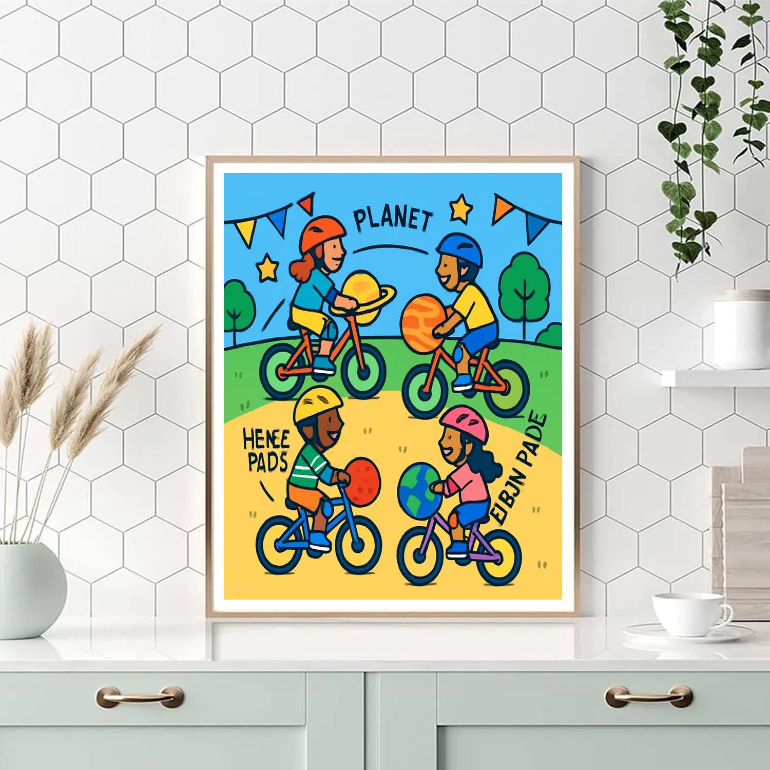 Orbiting Bike Parade paint by numbers