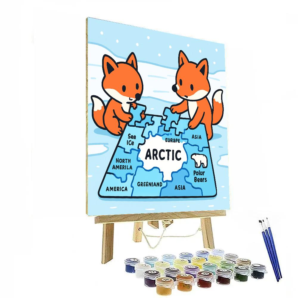 Polar Puzzle Foxes Paint by numbers kits