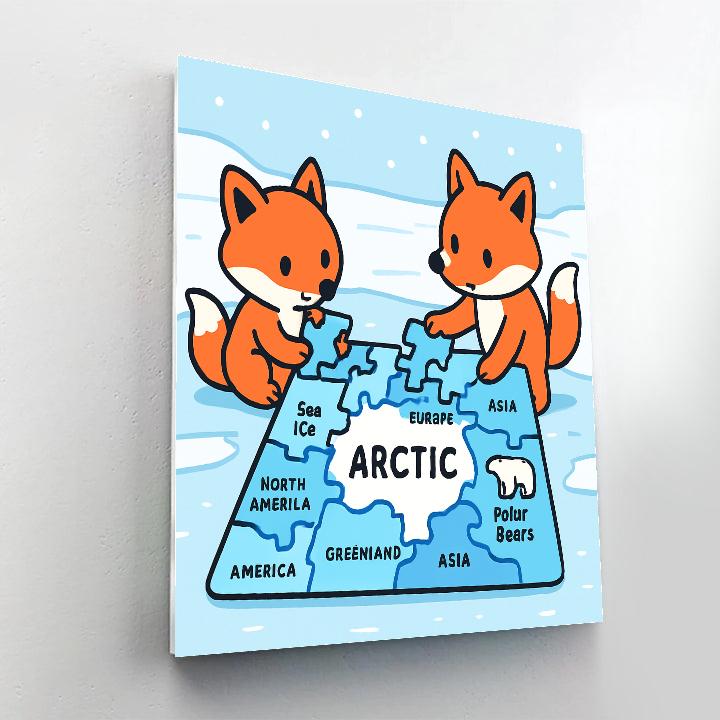 Polar Puzzle Foxes Paint by numbers kits