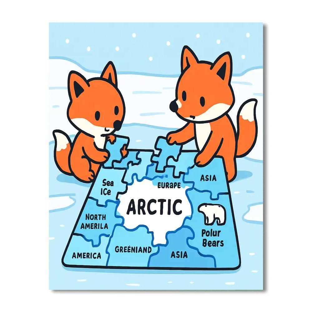 Polar Puzzle Foxes Paint by numbers kits