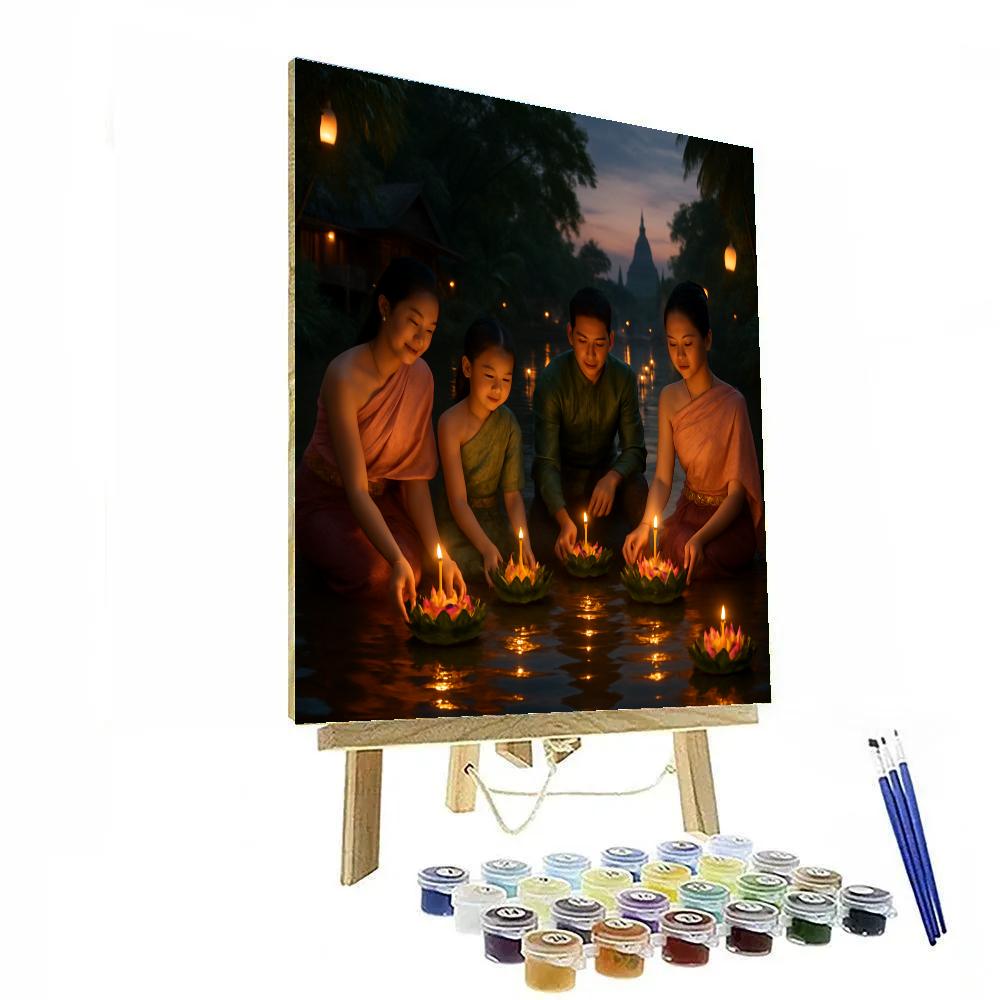 Lush Lantern Festival By The River paint by number