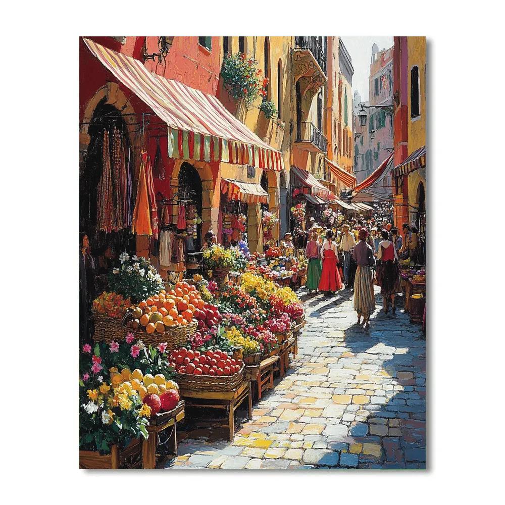 La Rambla Market Life Barcelona Spain paint by numbers