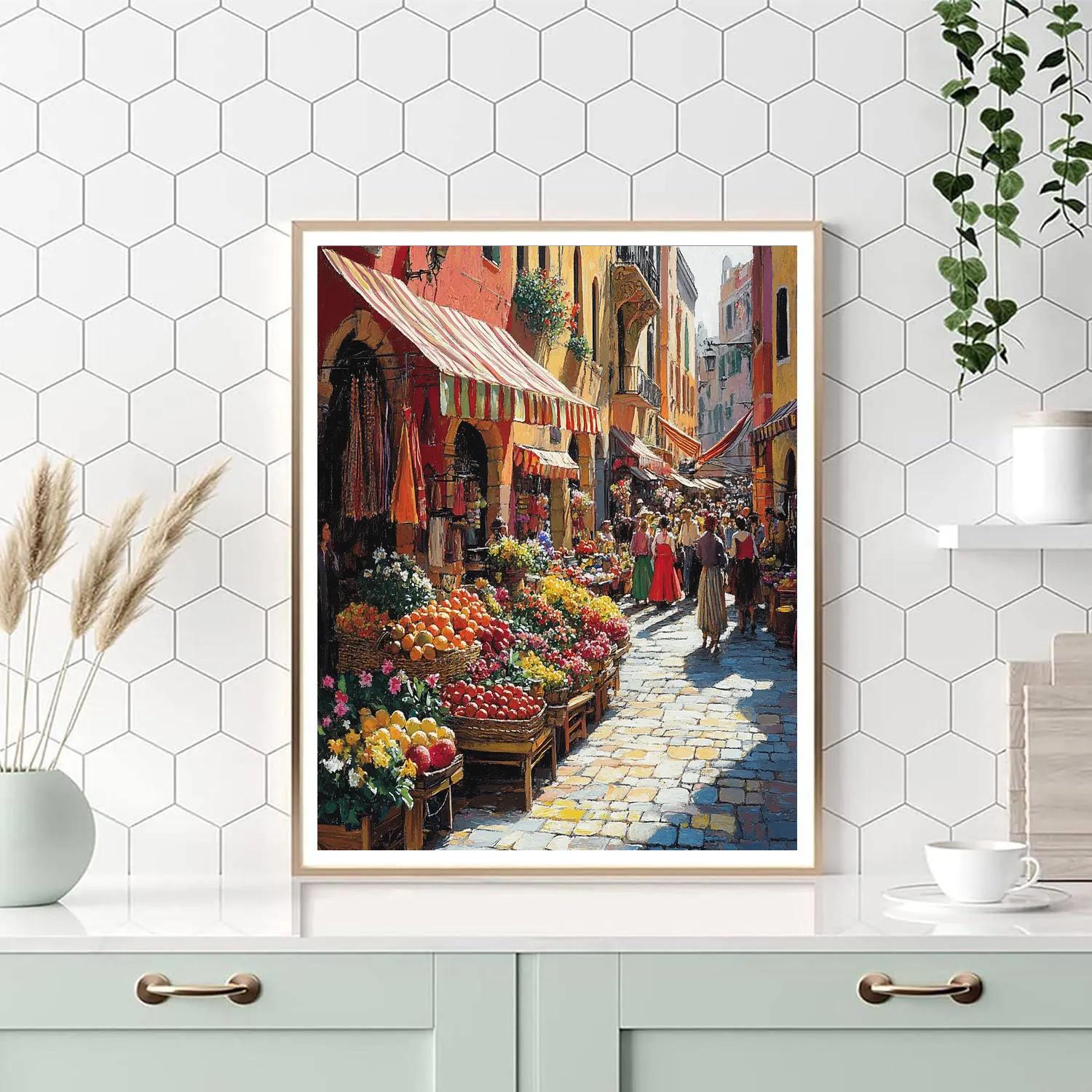 La Rambla Market Life Barcelona Spain paint by numbers