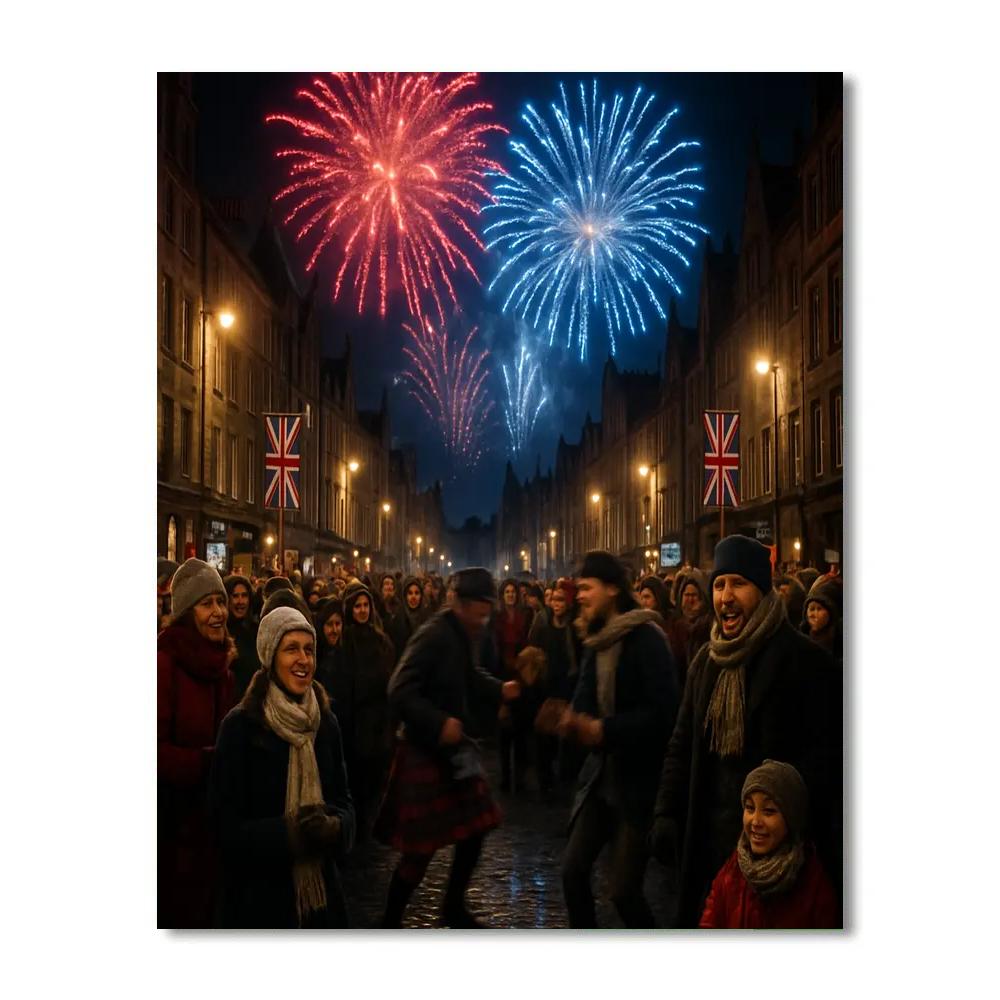 Dynamic Edinburgh Hogmanay Street Celebration paint by color