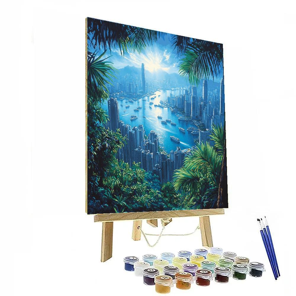 Skyline From Victoria Peak Hong Kong China painting number kit