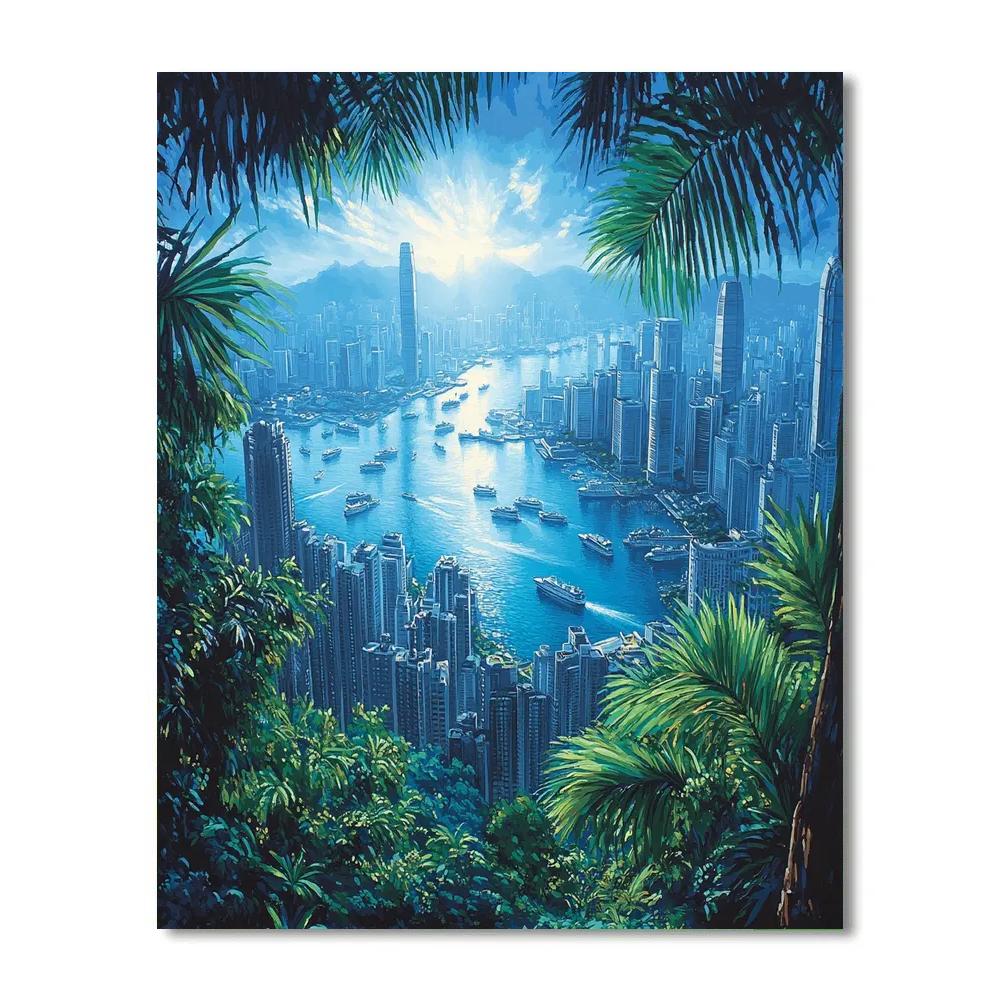 Skyline From Victoria Peak Hong Kong China painting number kit