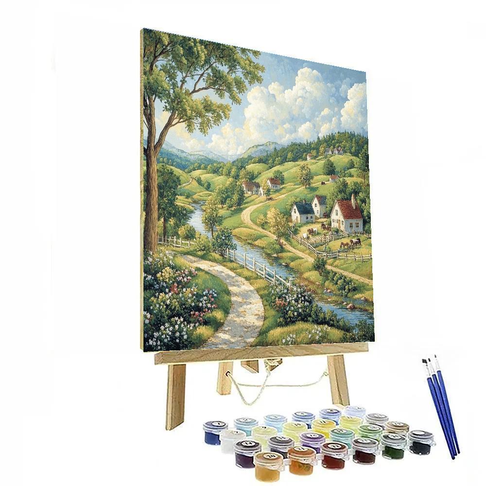 Pissarro Inspired River Village paint by number