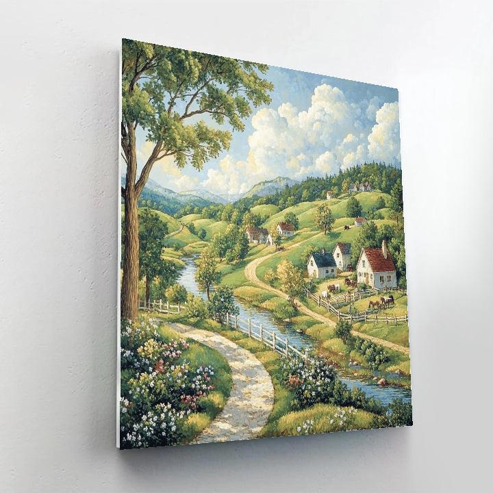Pissarro Inspired River Village paint by number