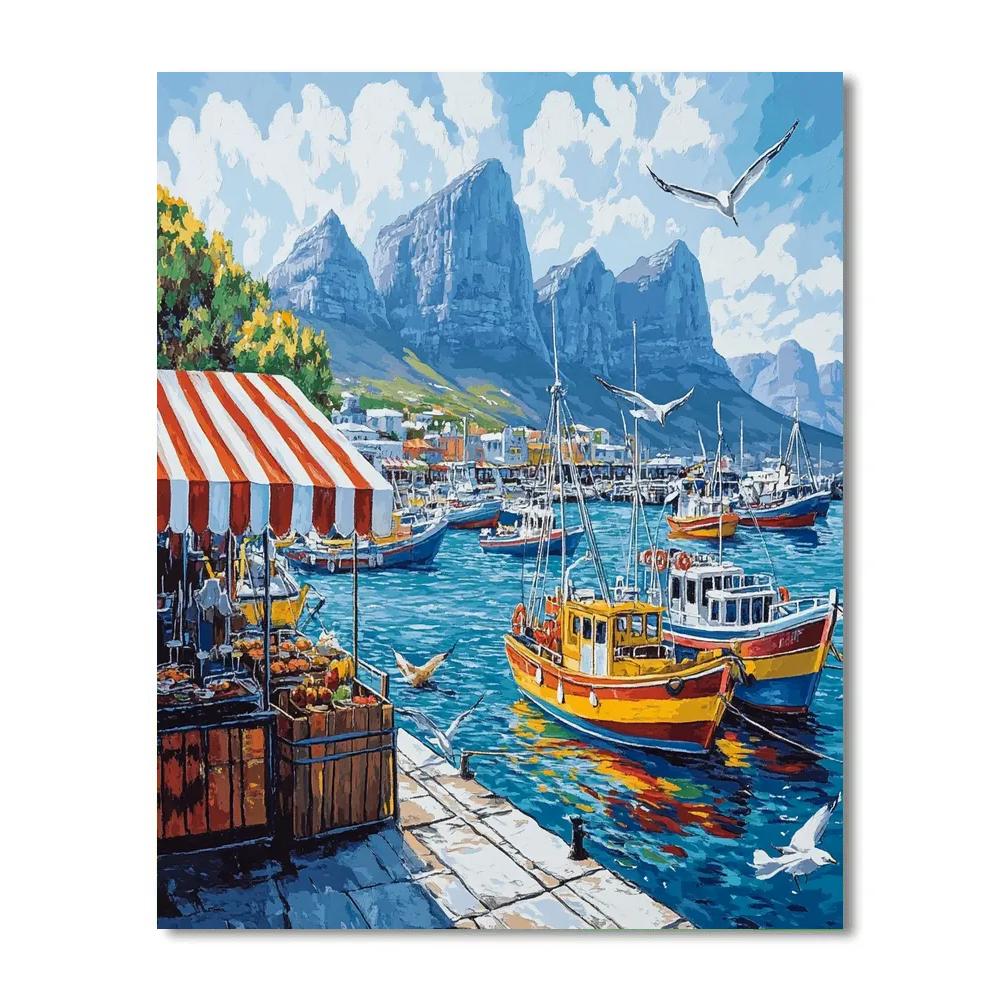 Old Harbor Waterfront Cape Town South Africa Number painting
