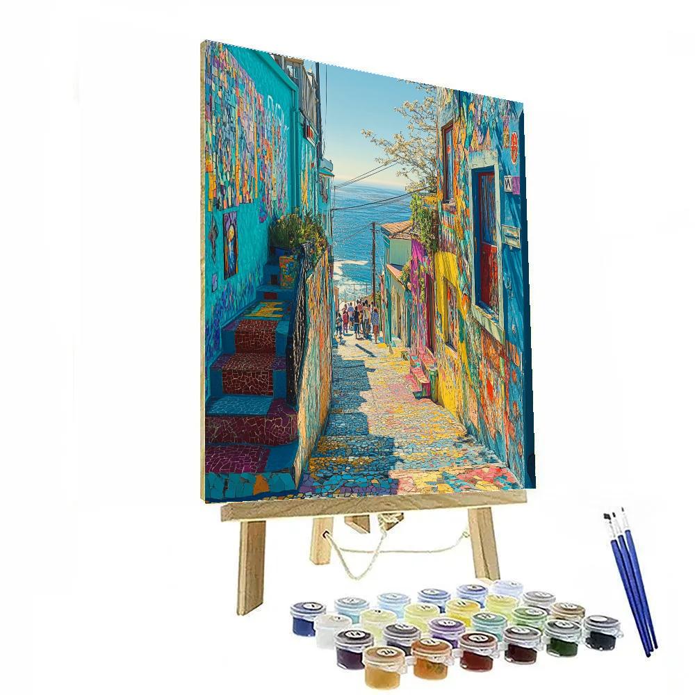 Vibrant Alley Of Valparaiso Chile paint by number