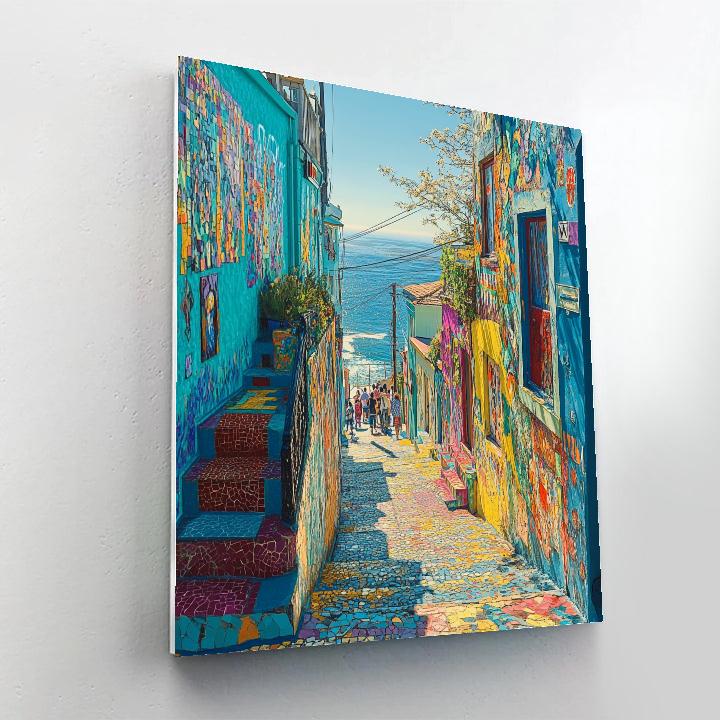Vibrant Alley Of Valparaiso Chile paint by number