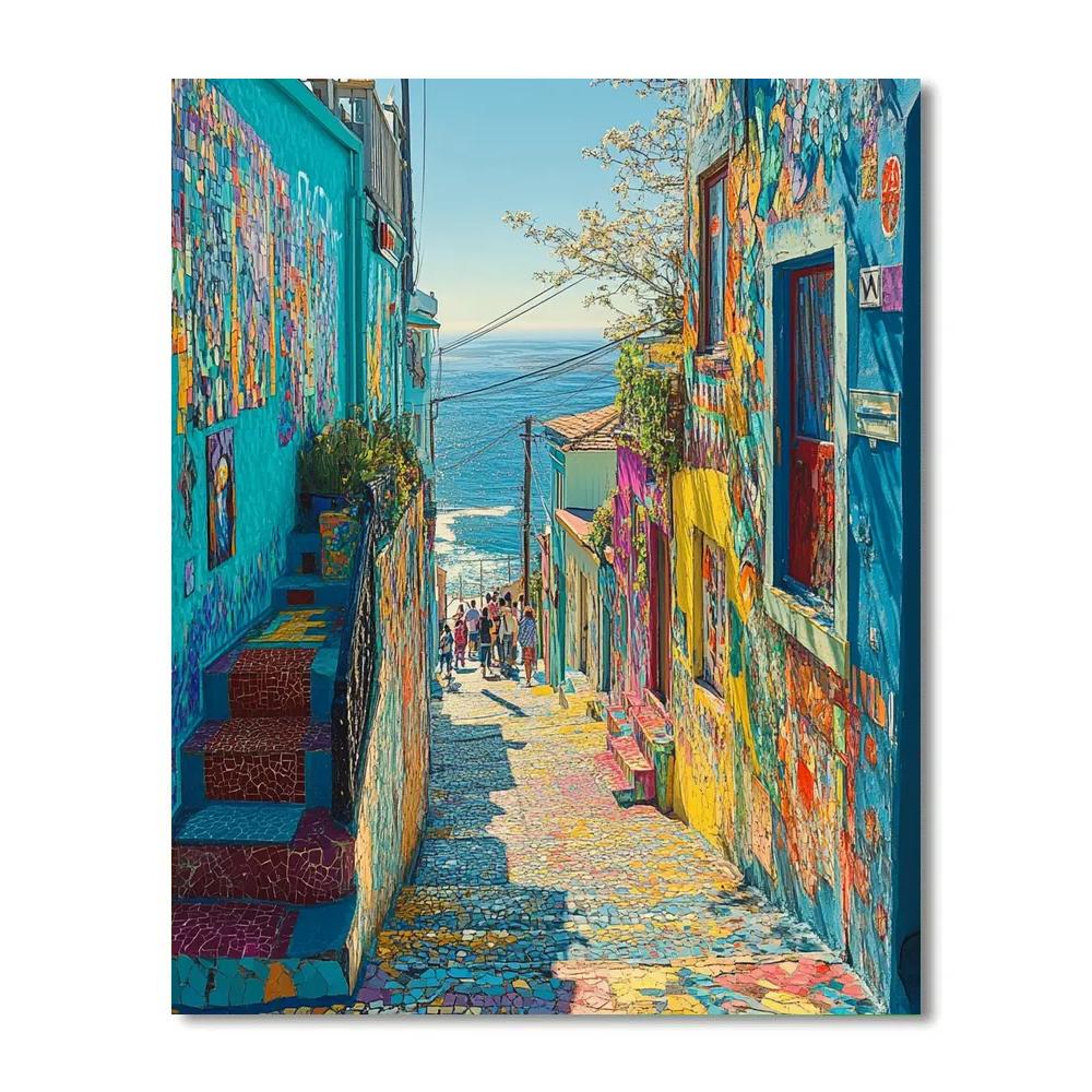 Vibrant Alley Of Valparaiso Chile paint by number