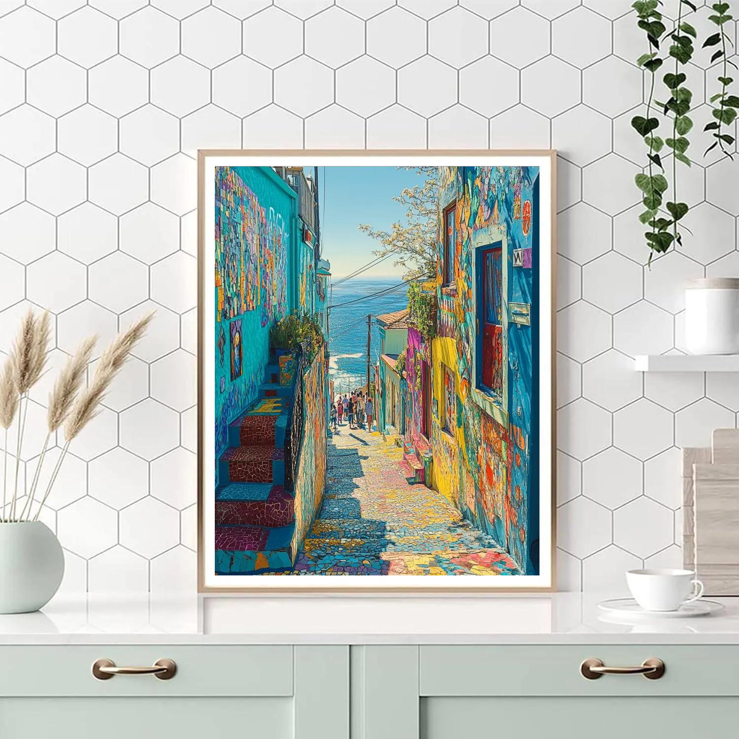 Vibrant Alley Of Valparaiso Chile paint by number