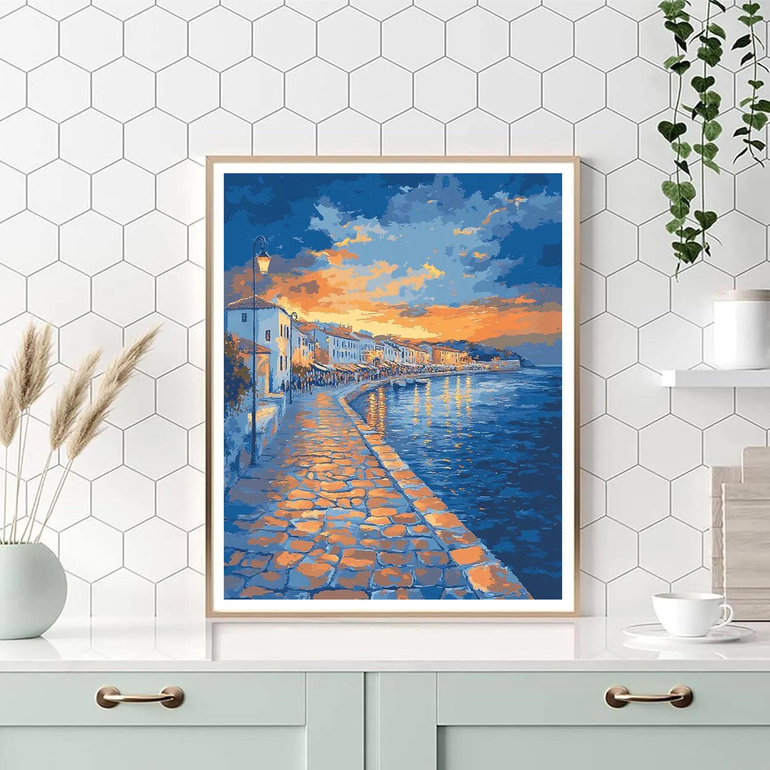 Seurat Inspired Sunset Promenade Paint by numbers art