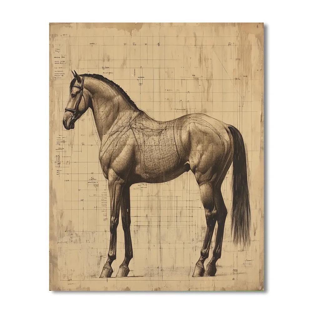 Leonardo Inspired Anatomical Study Of A Horse Painting by numbers kit