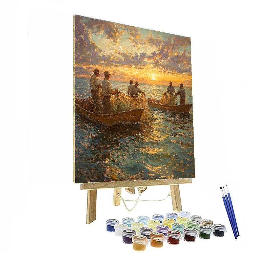 Courbet Inspired Fishermen At Dawn painting number kit