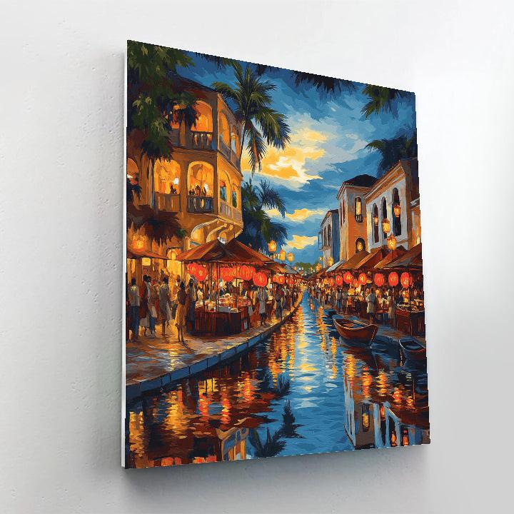 Harborfront Night Market Penang Malaysia paint by numbers