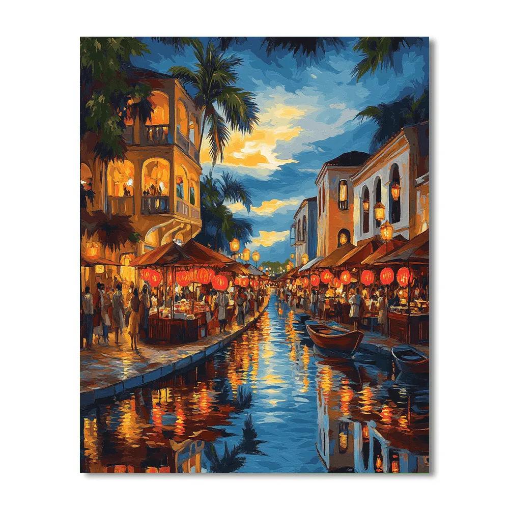 Harborfront Night Market Penang Malaysia paint by numbers