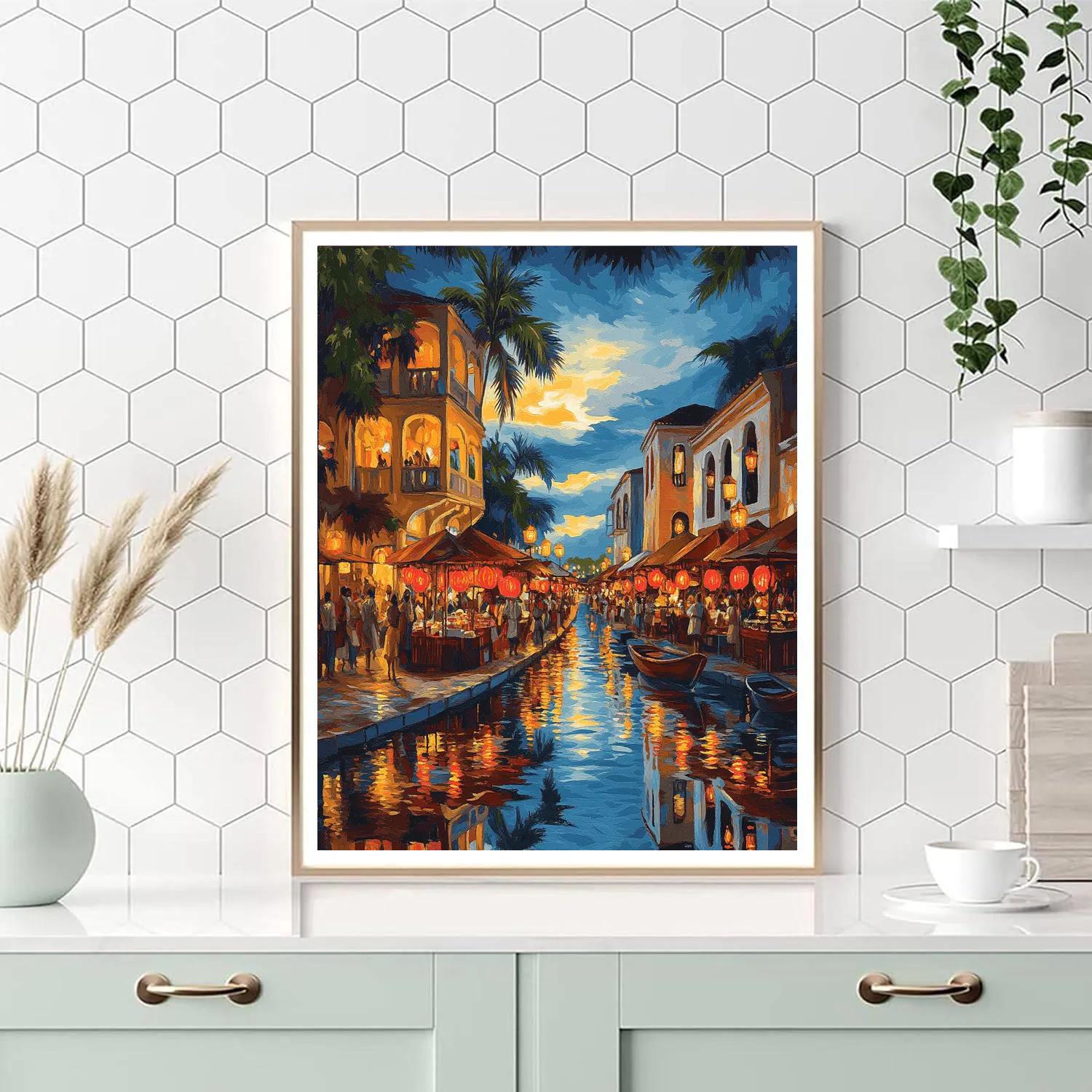 Harborfront Night Market Penang Malaysia paint by numbers