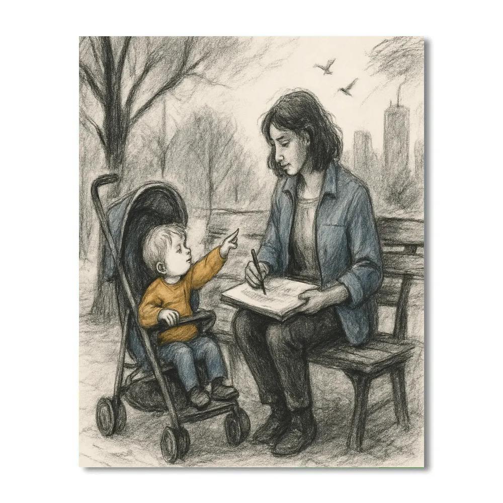 City Park Sketch Walk paint by numbers