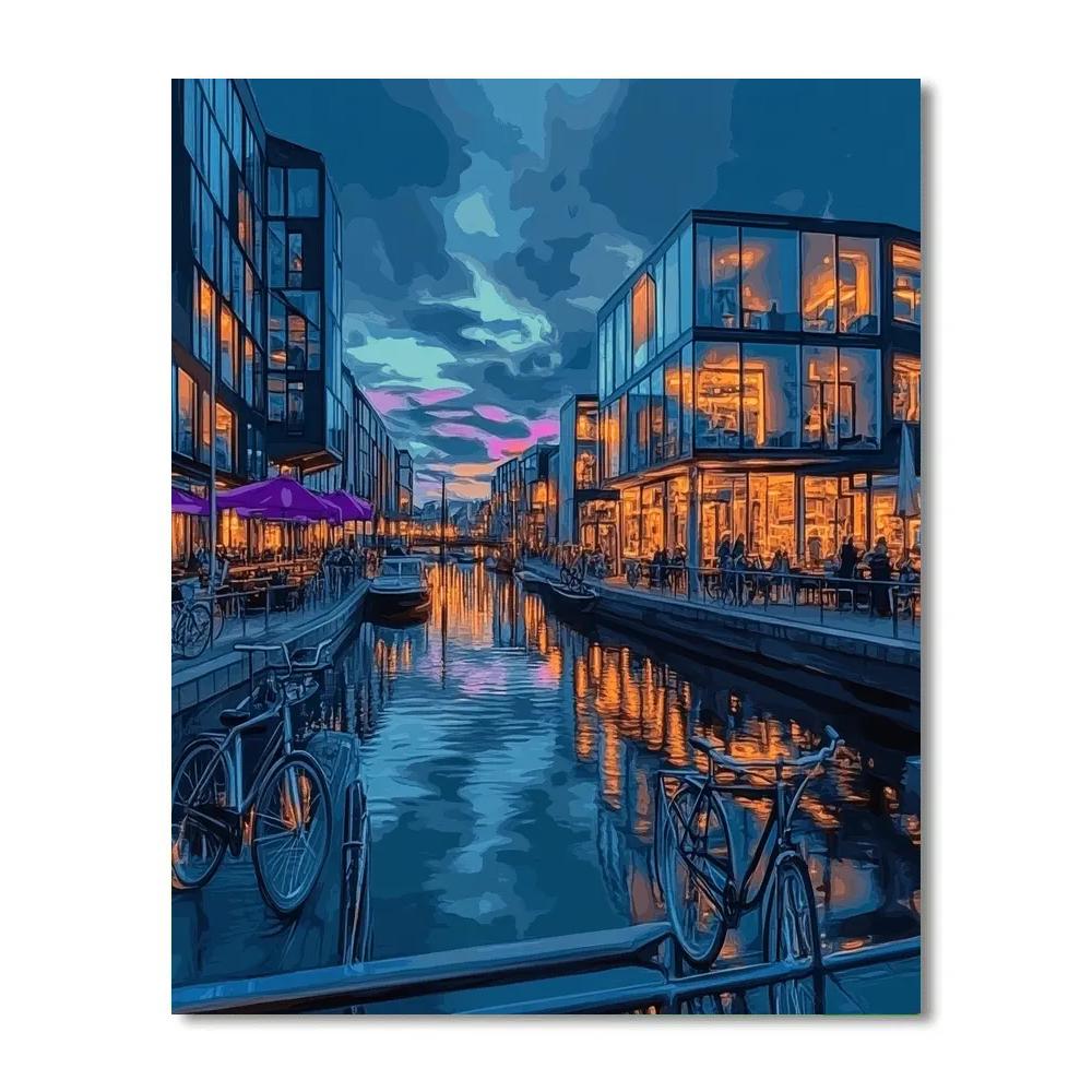 Canal Quarter Nightlife Rotterdam Netherlands Paint by numbers kits