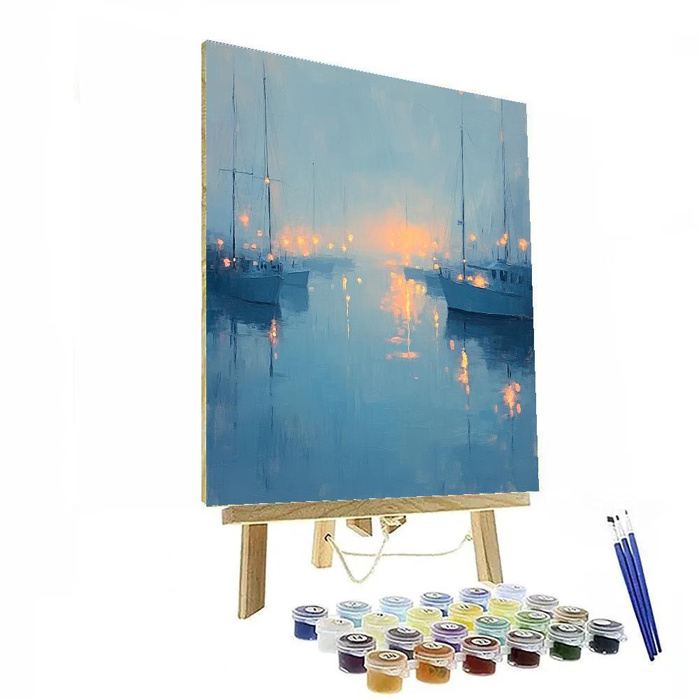 Monet Inspired Foggy Harbor paint by number