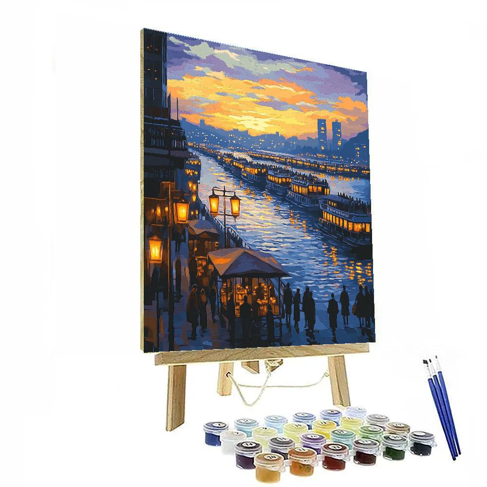 Lively Night Ferry Terminal Istanbul Turkey painting number kit